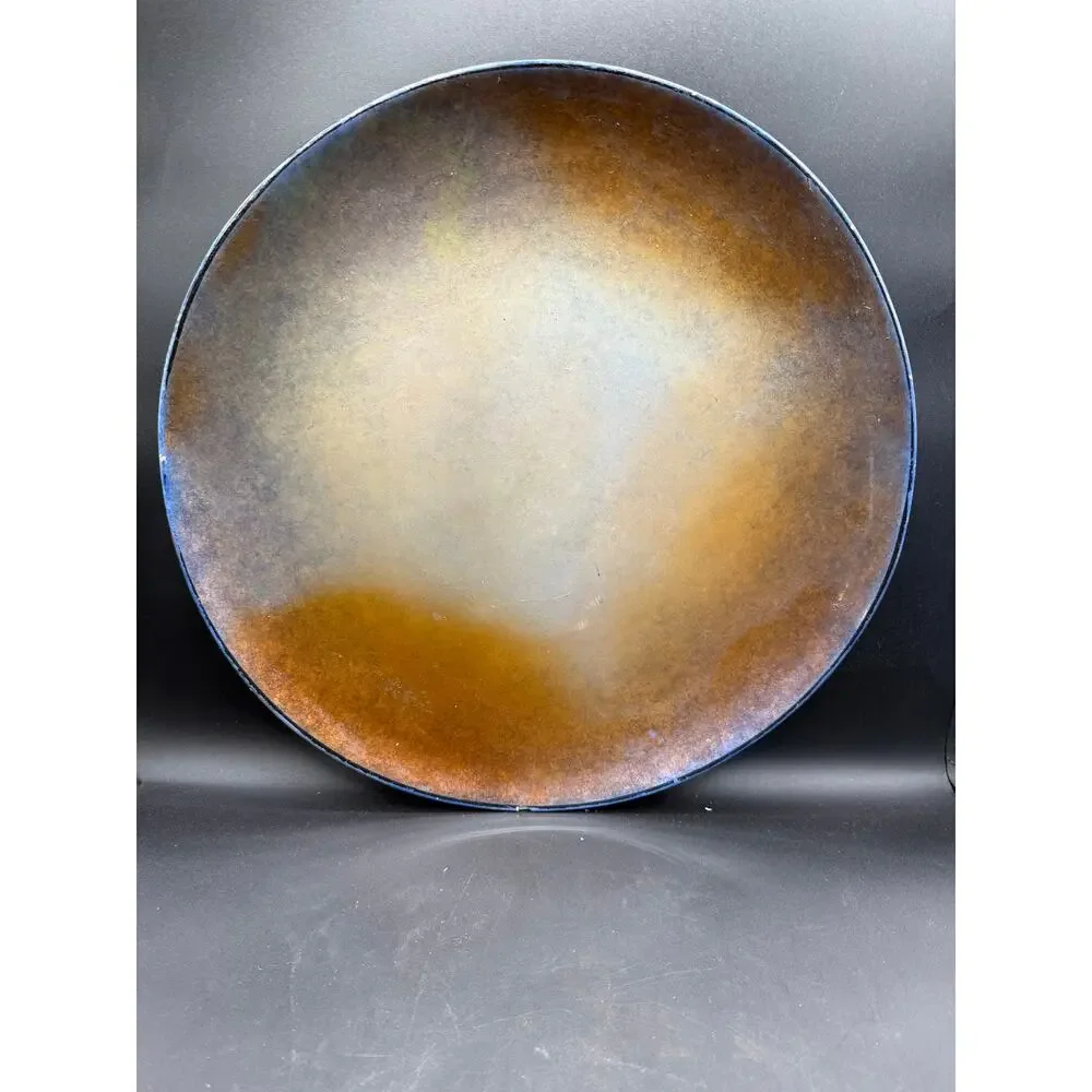 Large Peach Glaze Decorative Dish Wall Hanging – 17” Diameter